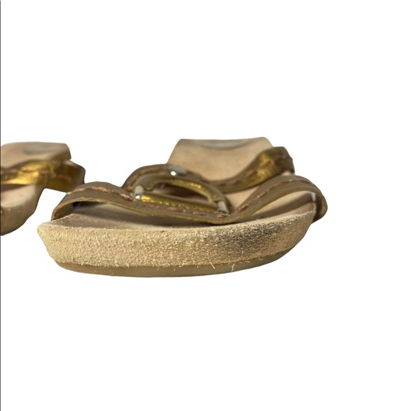 Aerosoles Metallic Gold Block Heel Suede Sandals Size 8 - Picture 10 of 10
